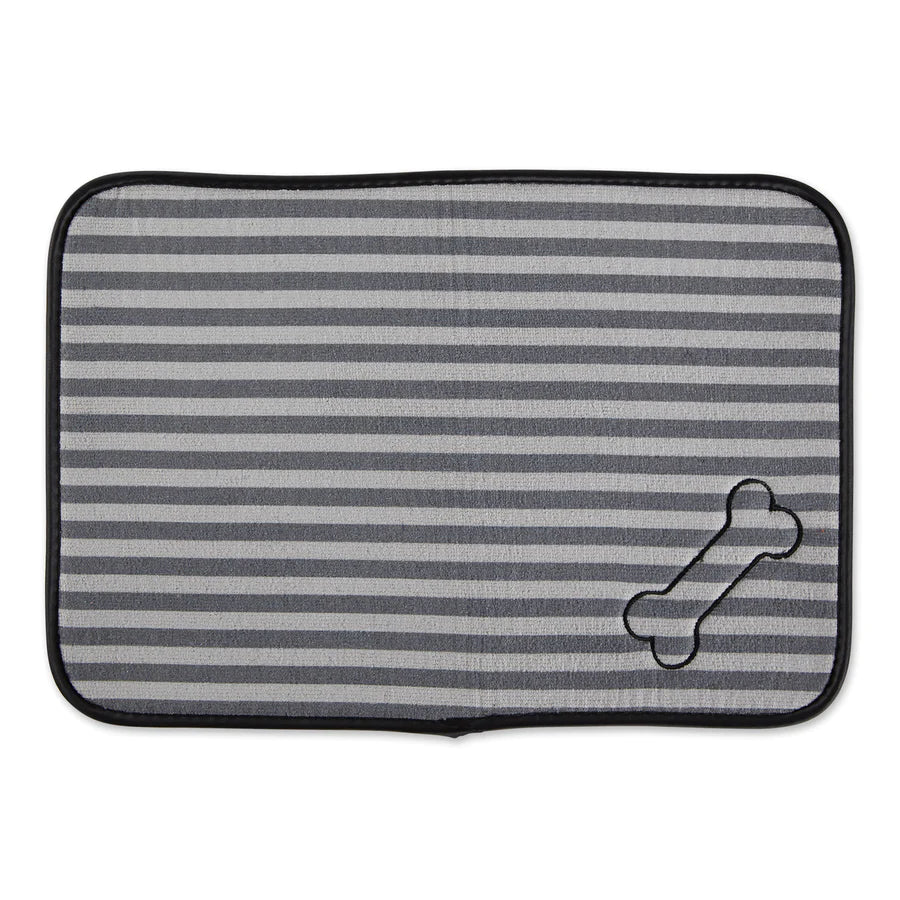 Bone Dry Stripe Embroidered Bone Pet Mat