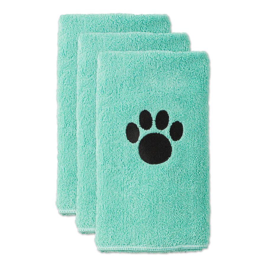 Bone Dry Embroidered Paw Small Pet Towel (Set of 3)