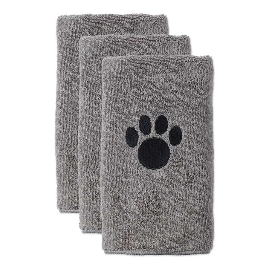 Bone Dry Embroidered Paw Small Pet Towel (Set of 3)