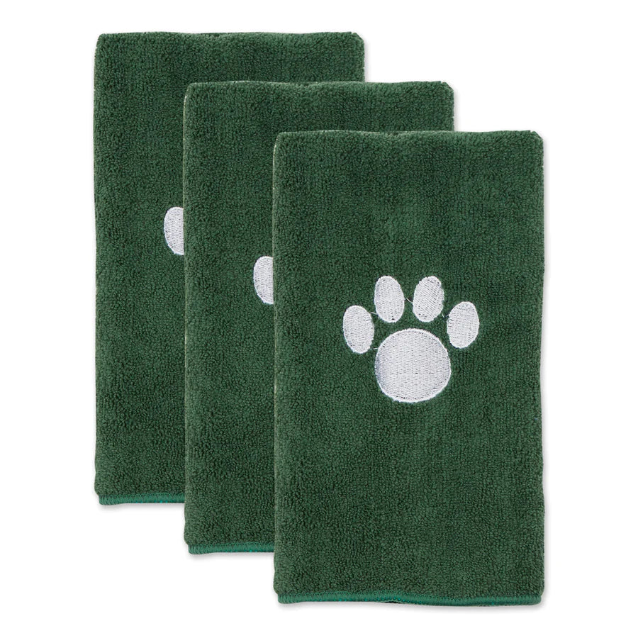 Bone Dry Embroidered Paw Small Pet Towel (Set of 3)