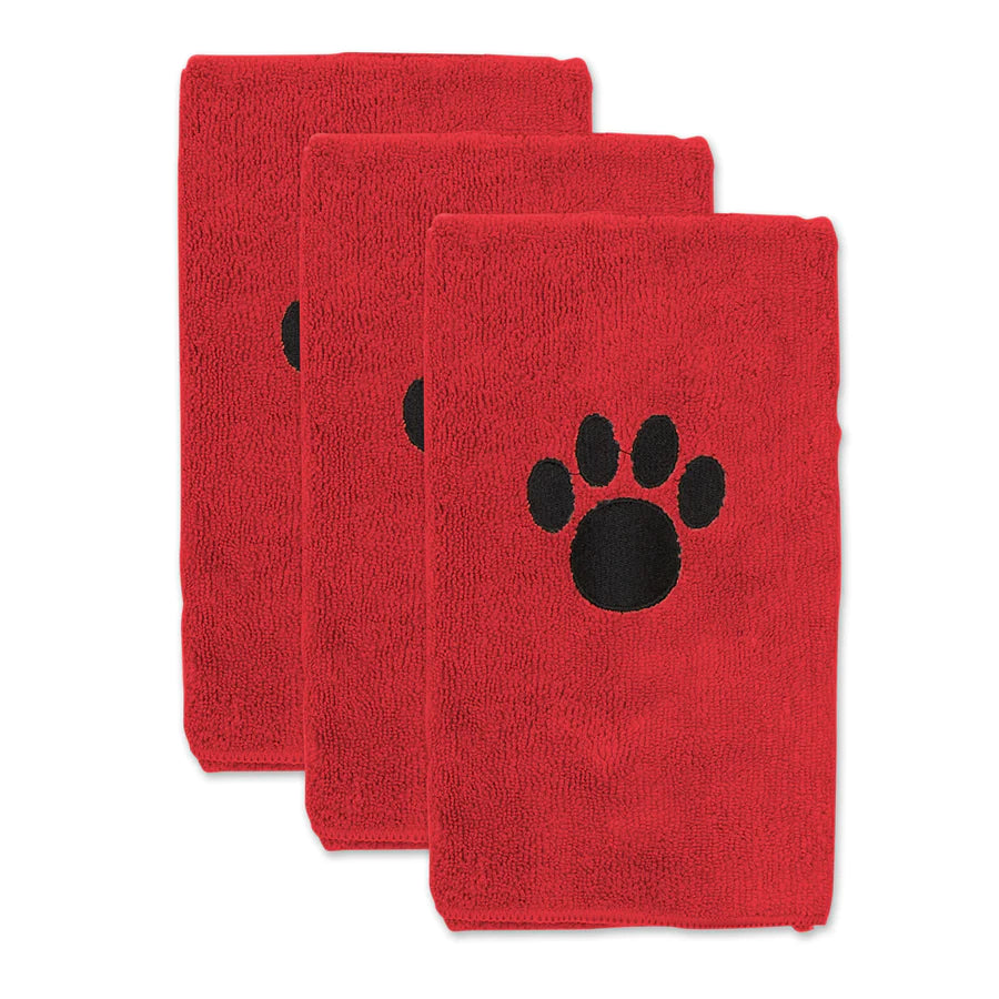 Bone Dry Embroidered Paw Small Pet Towel (Set of 3)