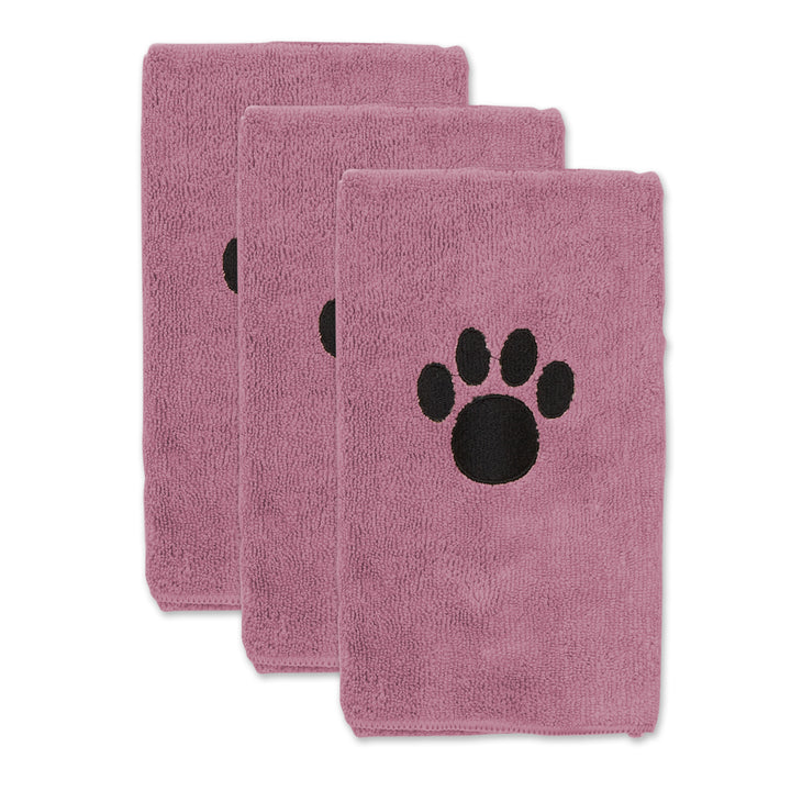 Bone Dry Embroidered Paw Small Pet Towel (Set of 3)